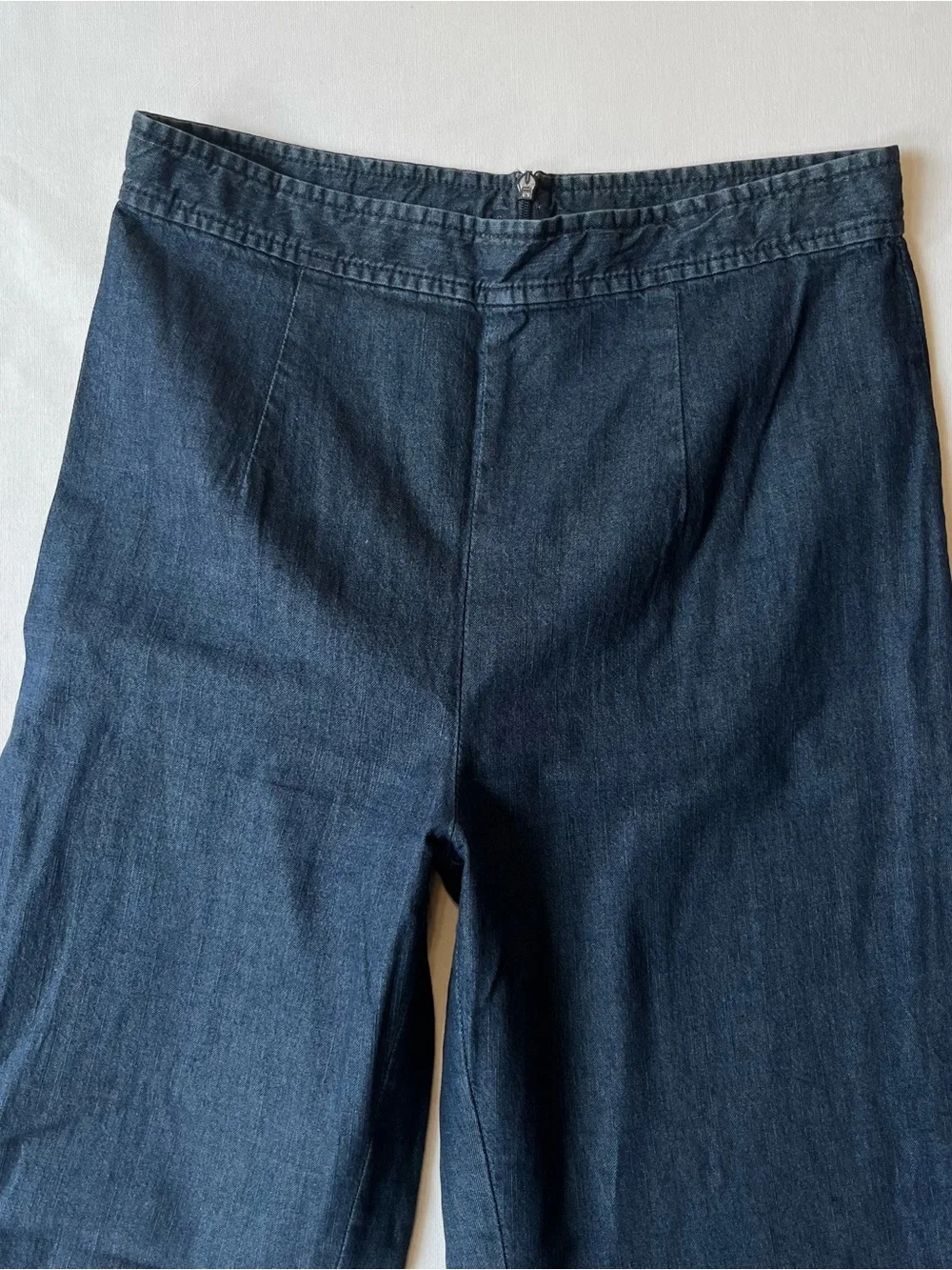 Free People Wide leg ankle crop Straight relaxed pants 4 Lightweight blue denim